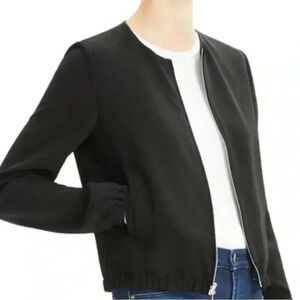 Theory scoop neck black full zipper lightweight casual long sleeve crop jacket M